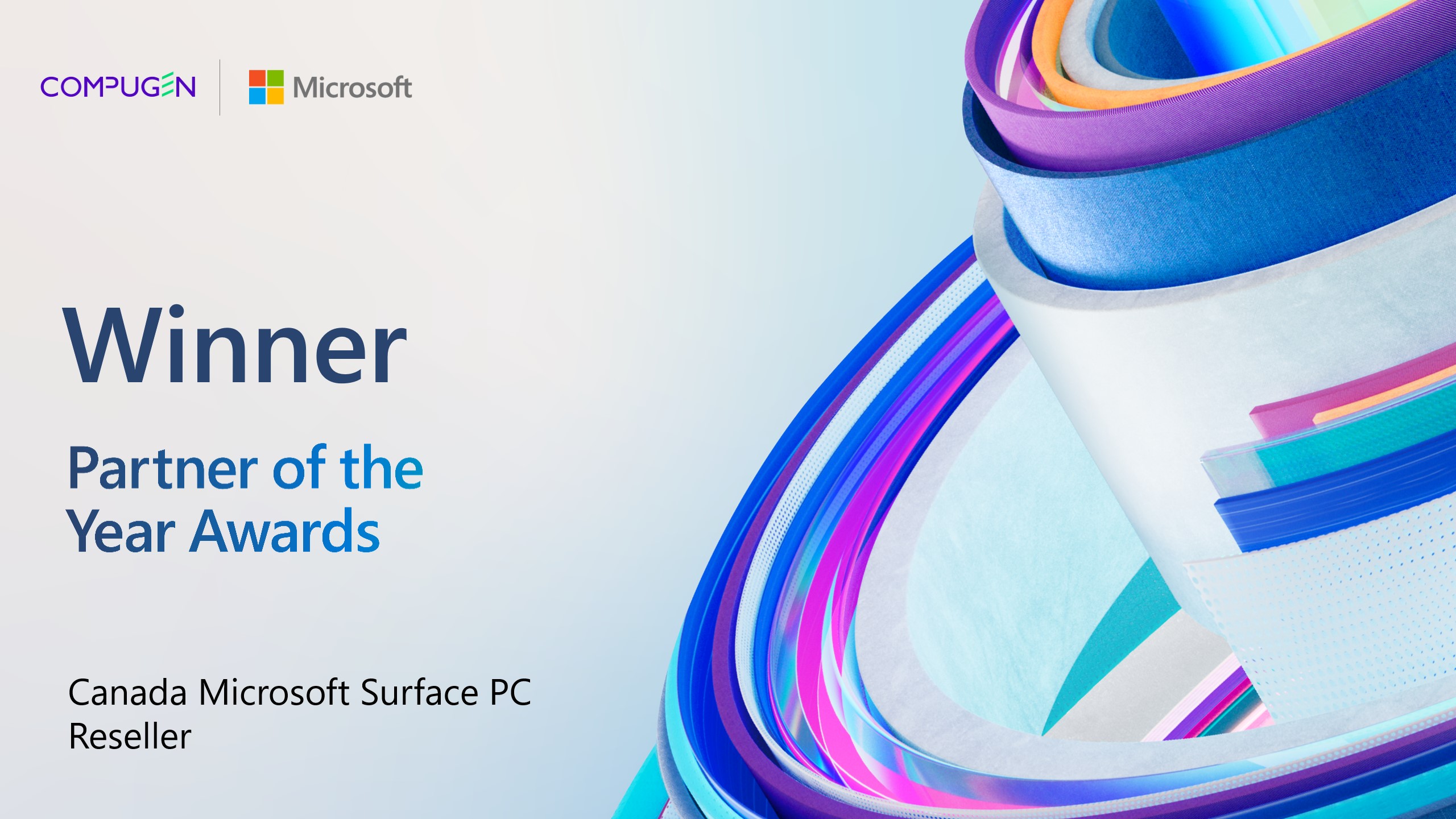 Compugen reconnu comme le gagnant du prix Revendeur Microsoft Canada Surface PC de l'année 2023